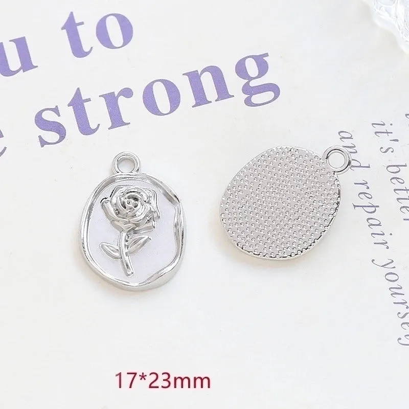 1 Piece 17*13mm 19*16mm 23 * 20mm Alloy Rhinestones Heart Shape Rose Bow Knot Polished Pendant