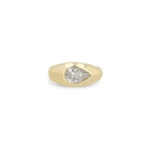 1.01 ctw Champagne Pear Diamond Signet Ring