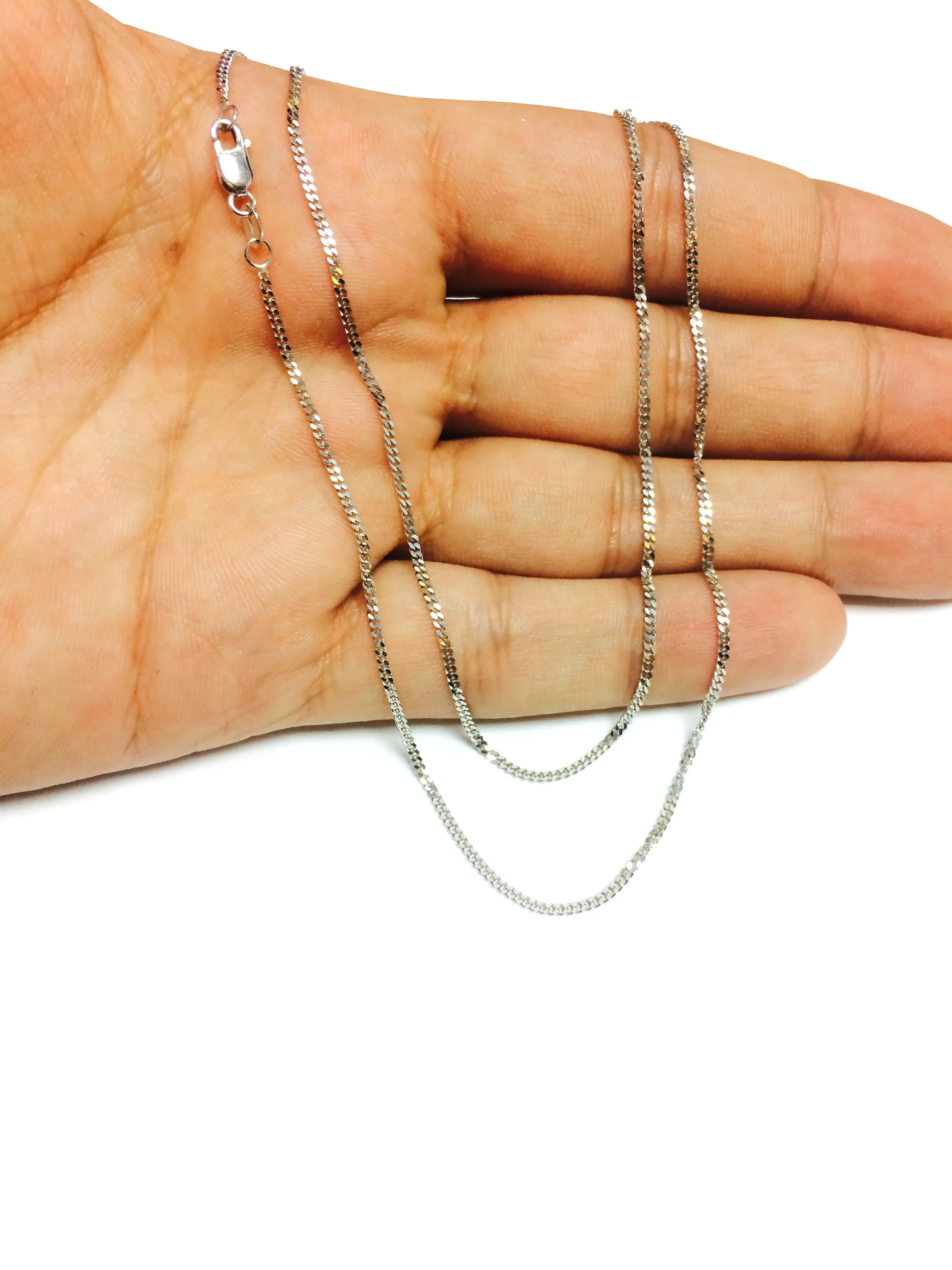 10k White Gold Gourmette Chain Necklace, 1.5mm