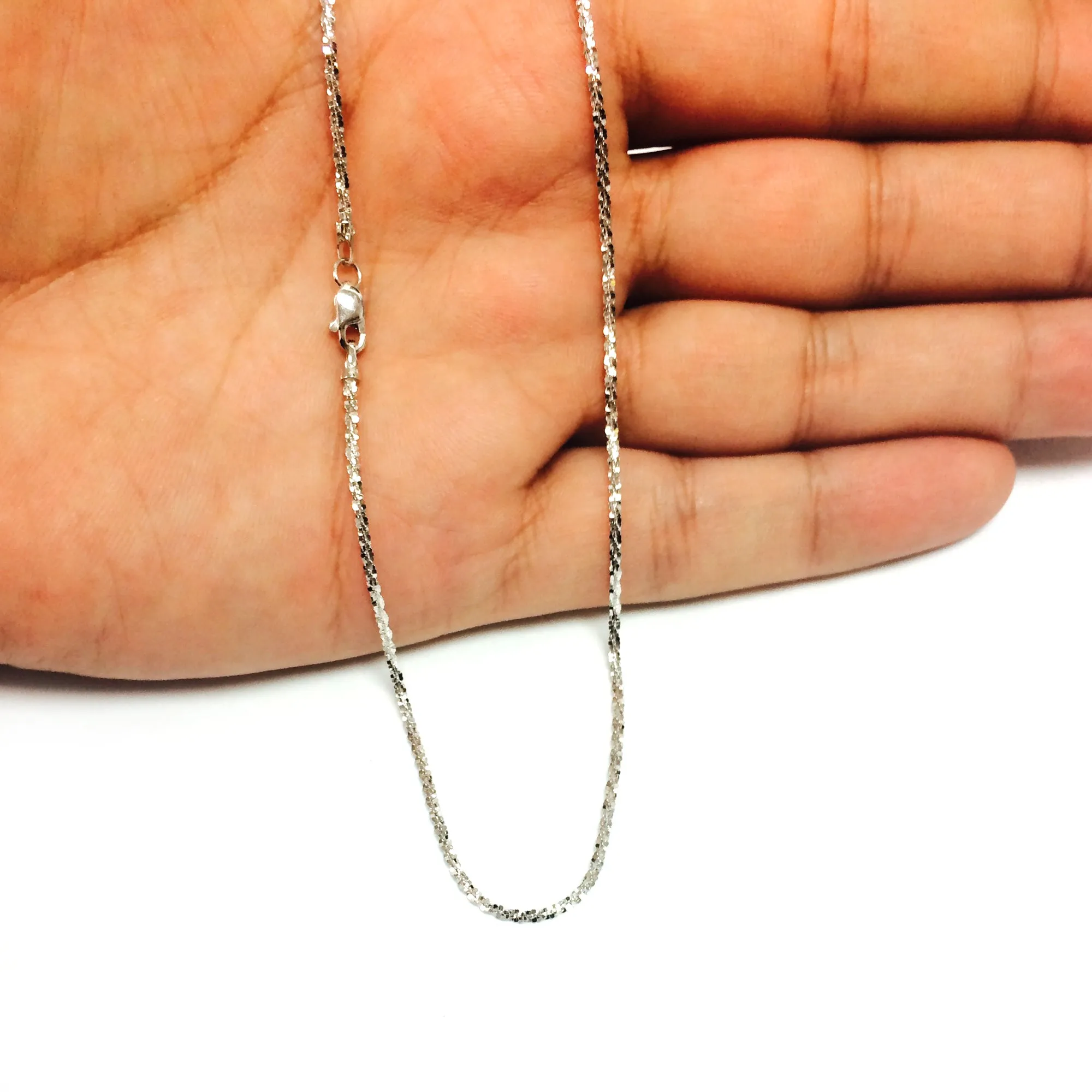 10k White Gold Sparkle Chain Necklace, 1.5mm