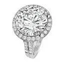 12 Carat Round High Quality Cubic Zirconia Center Halo Pave Style Engagement Ring 14k White Gold