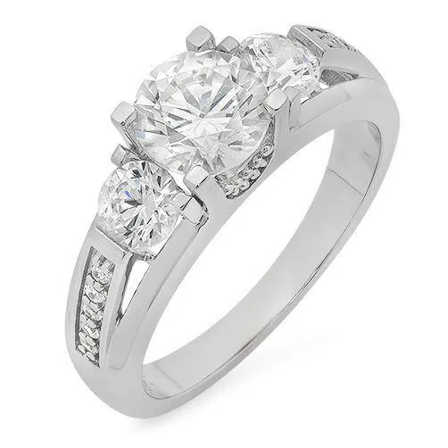 1.25 High Quality Round Cubic Zirconia Engagement Ring 14K White Gold