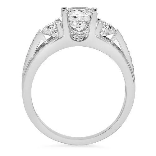 1.25 High Quality Round Cubic Zirconia Engagement Ring 14K White Gold