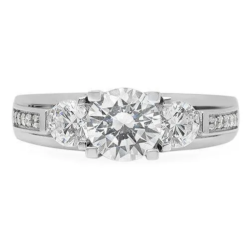 1.25 High Quality Round Cubic Zirconia Engagement Ring 14K White Gold