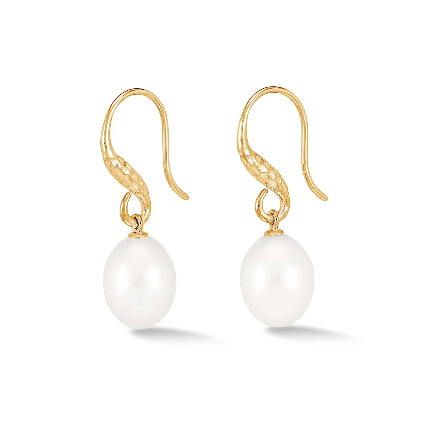 12mm Oval White Freshwater Pearl Drop Earrings