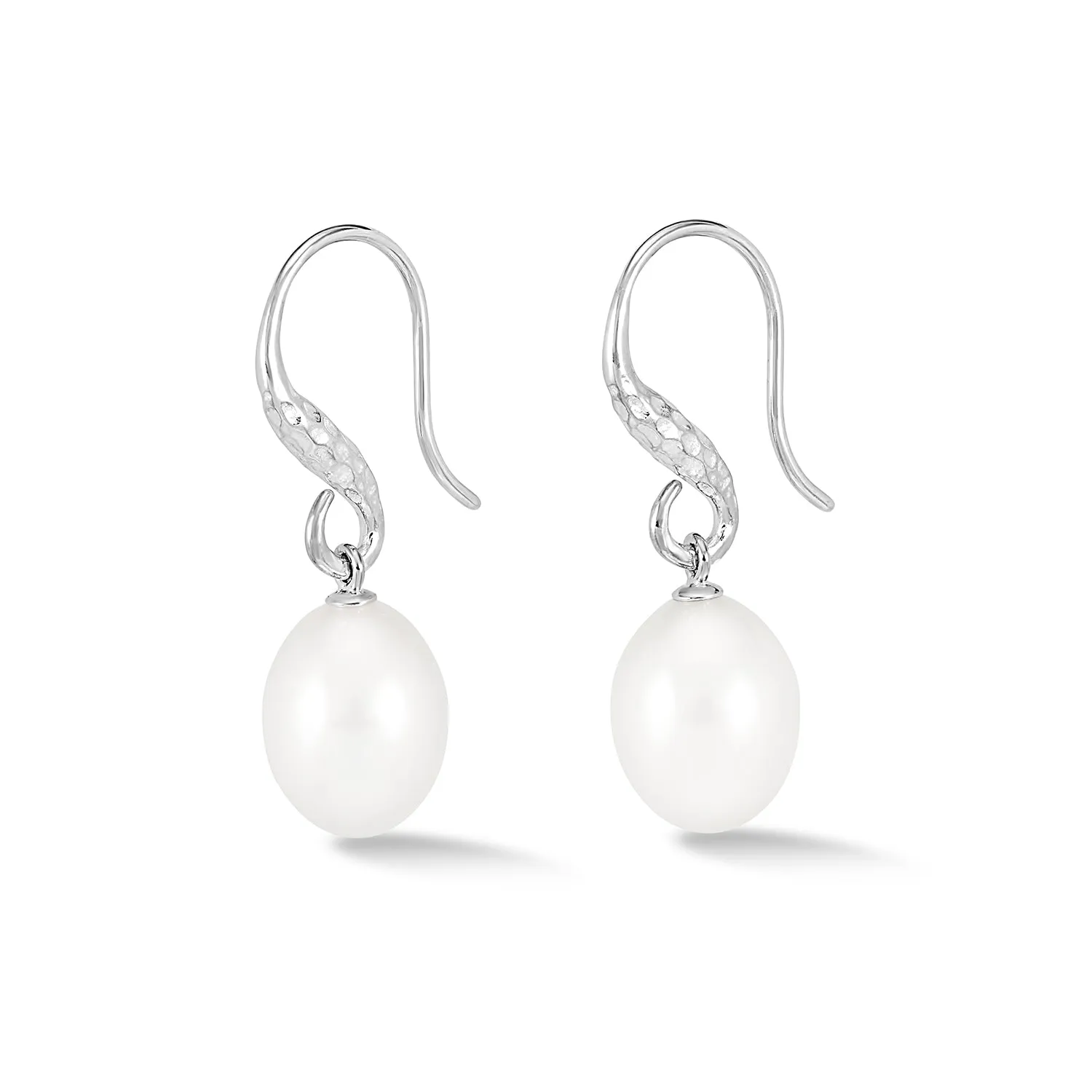 12mm Oval White Freshwater Pearl Drop Earrings