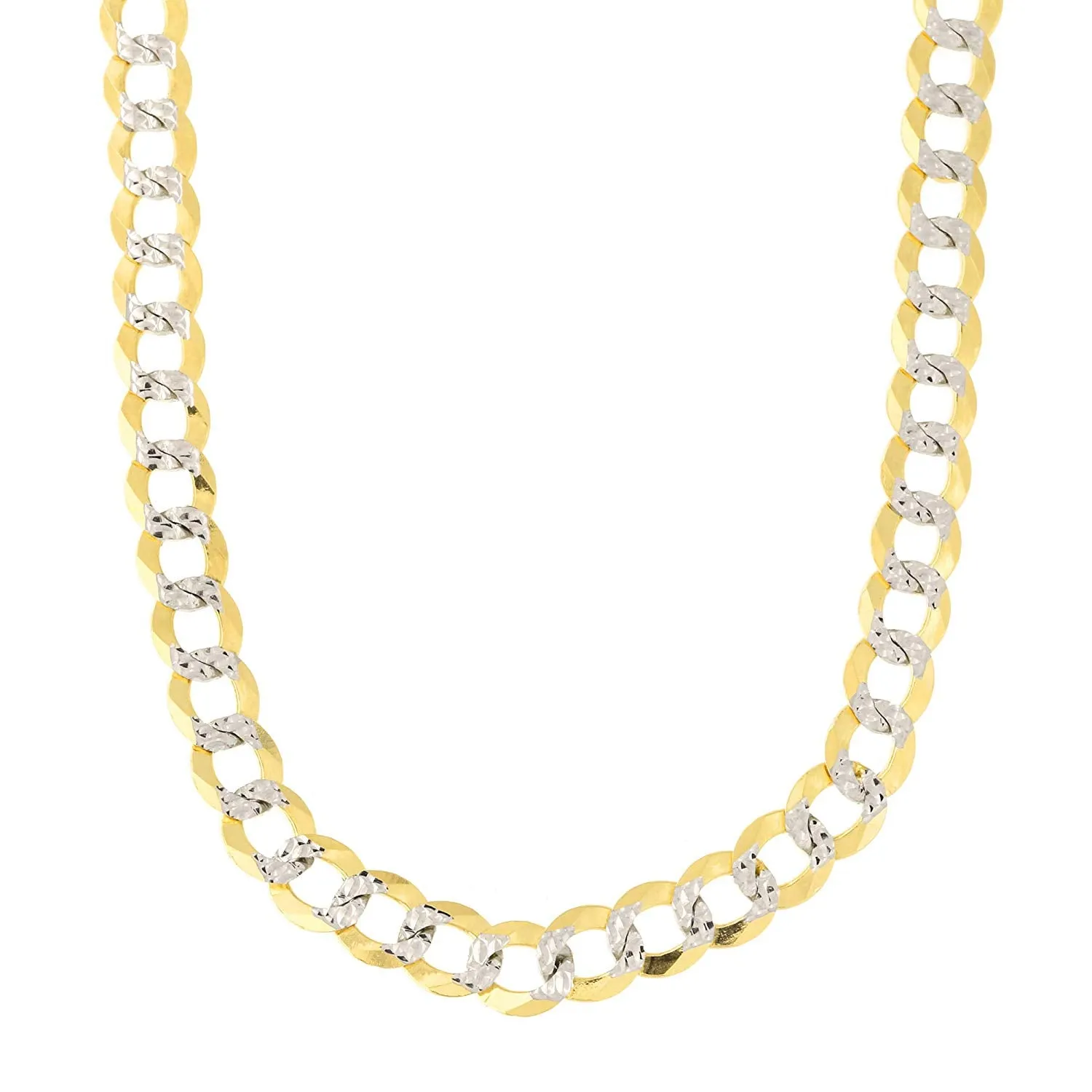 14k 2 Tone Yellow And White Gold Curb Chain Necklace, 5.7mm