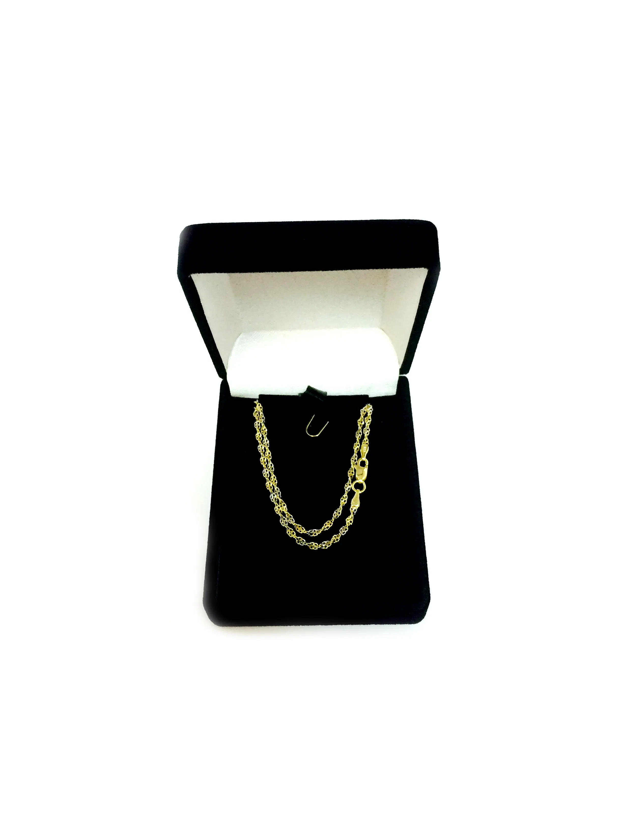 14k 2 Tone Yellow And White Gold Singapore Chain Necklace, 2.0mm