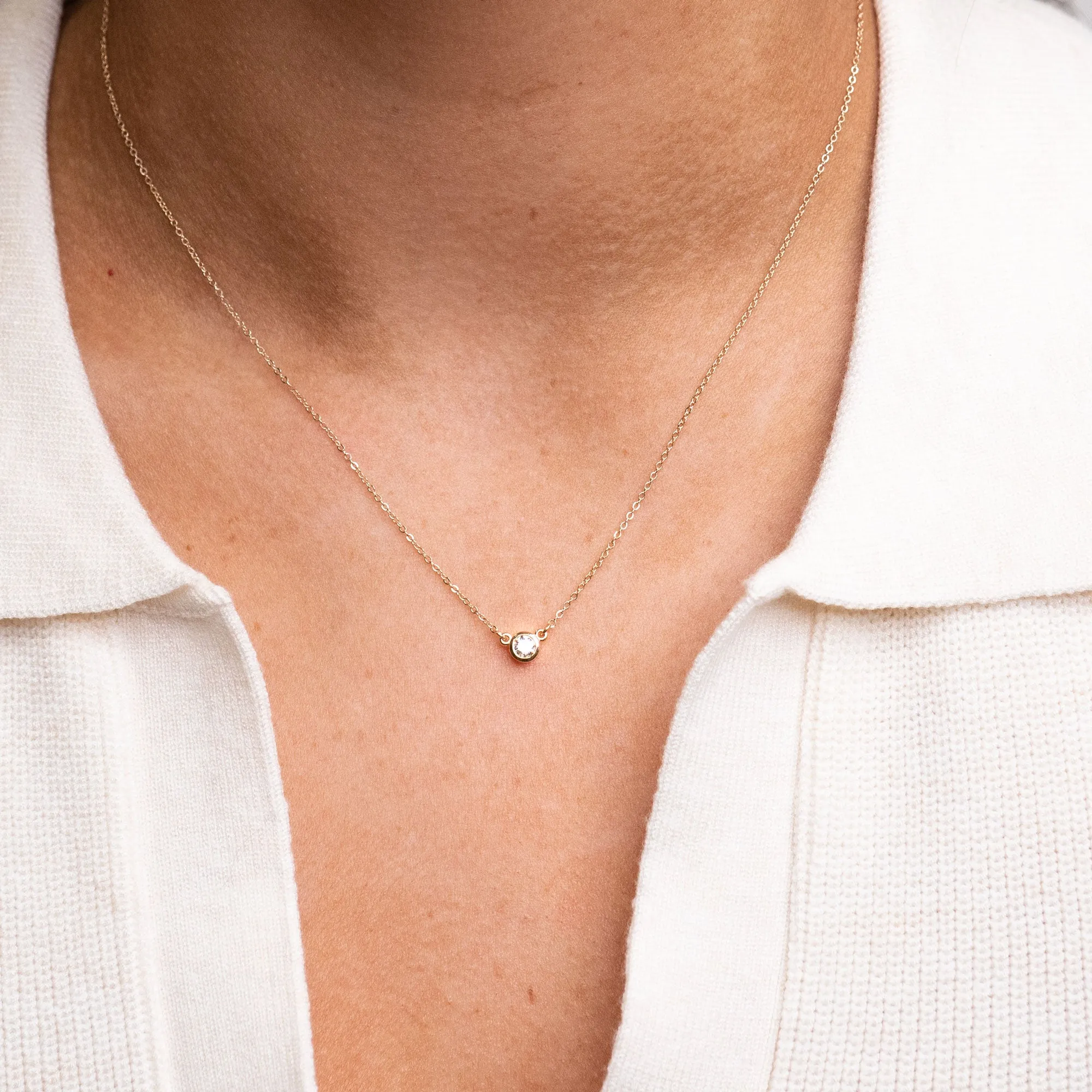 14k Diamond Bezel Necklace