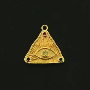 14k Evil Eye Charm - Spiritual Pendant - 14k Gold Plated with Rhinestones - GLD1020