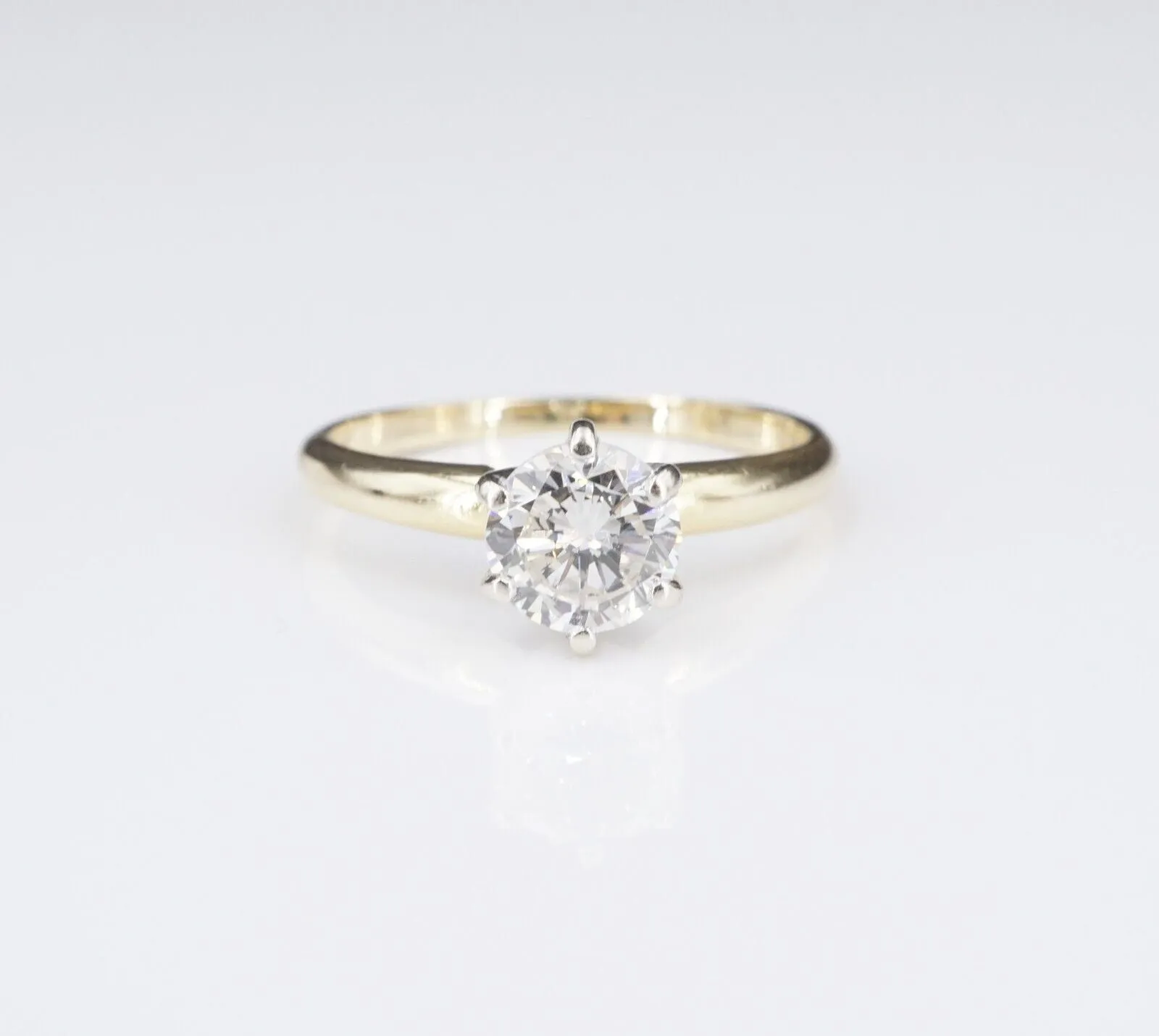 14k Gold 0.9ct Transitional Cut Diamond Solitaire Engagement Ring Sz 5.75 RG3840