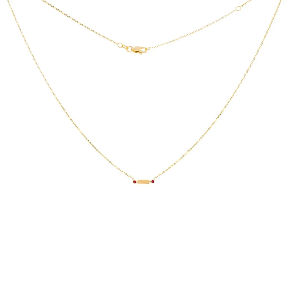 14K Small Bar Necklace with Rubies