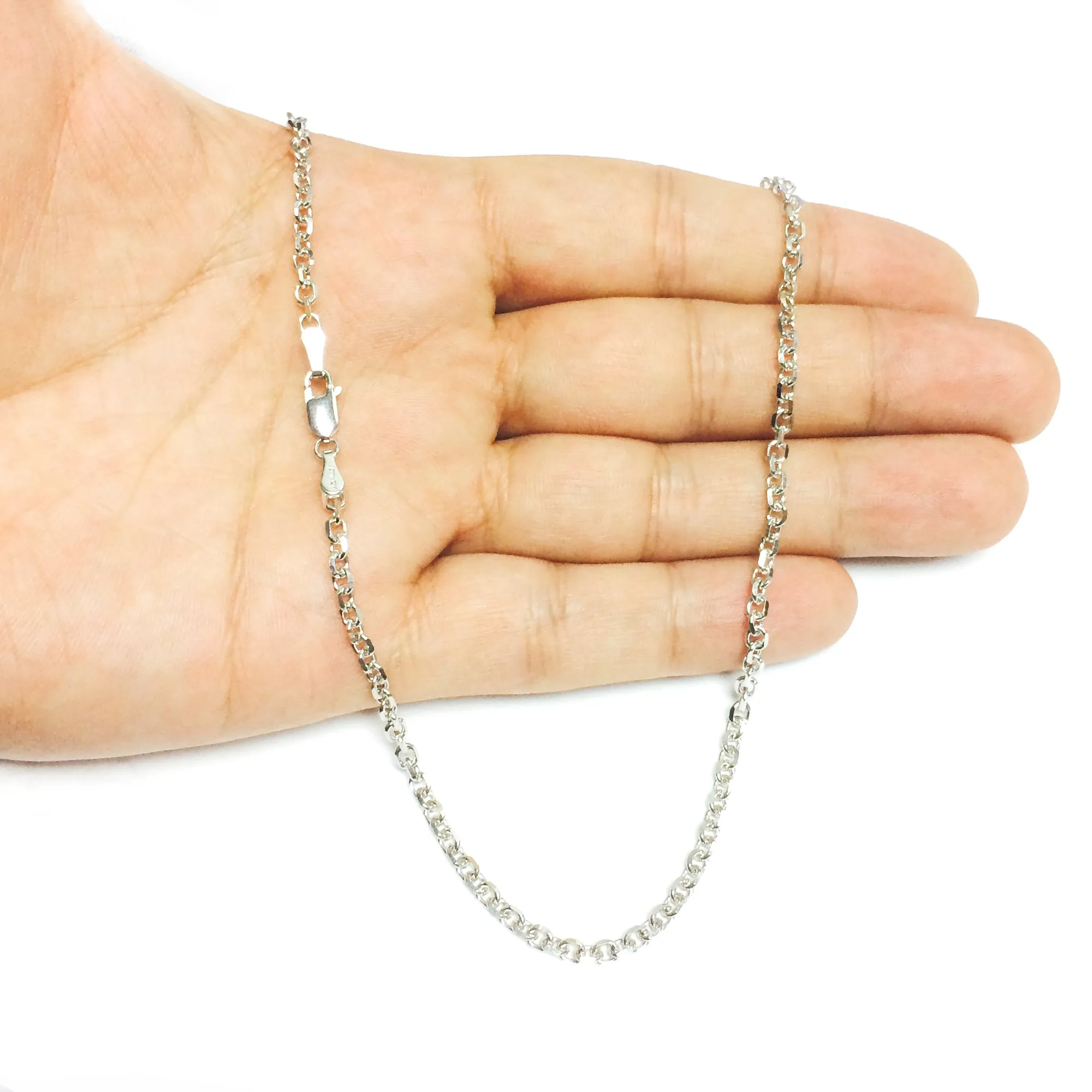 14k White Gold Cable Link Chain Necklace, 3.1mm