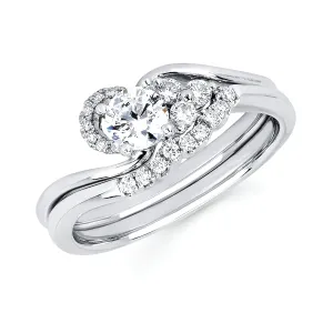 14K White Gold Diamond Engagement Sem-Mount Freeform