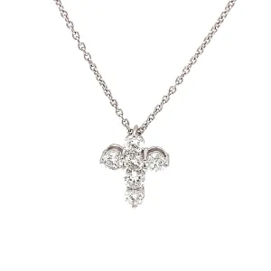 14k White Gold Diamond Mini Cross