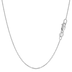 14k White Gold Round Cable Link Chain Necklace, 1.1mm