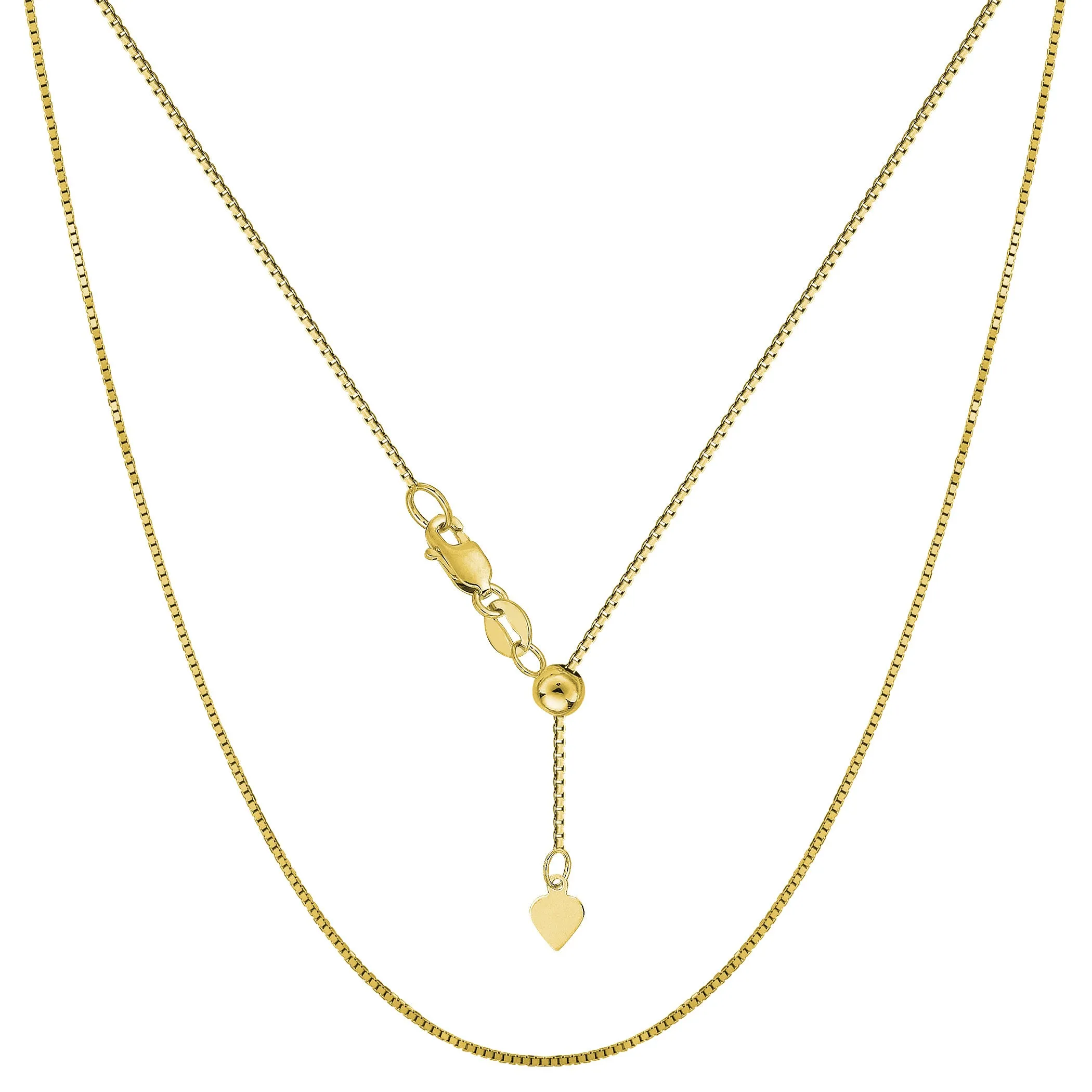 14k Yellow Gold Adjustable Box Chain Necklace, 0.7mm, 22"