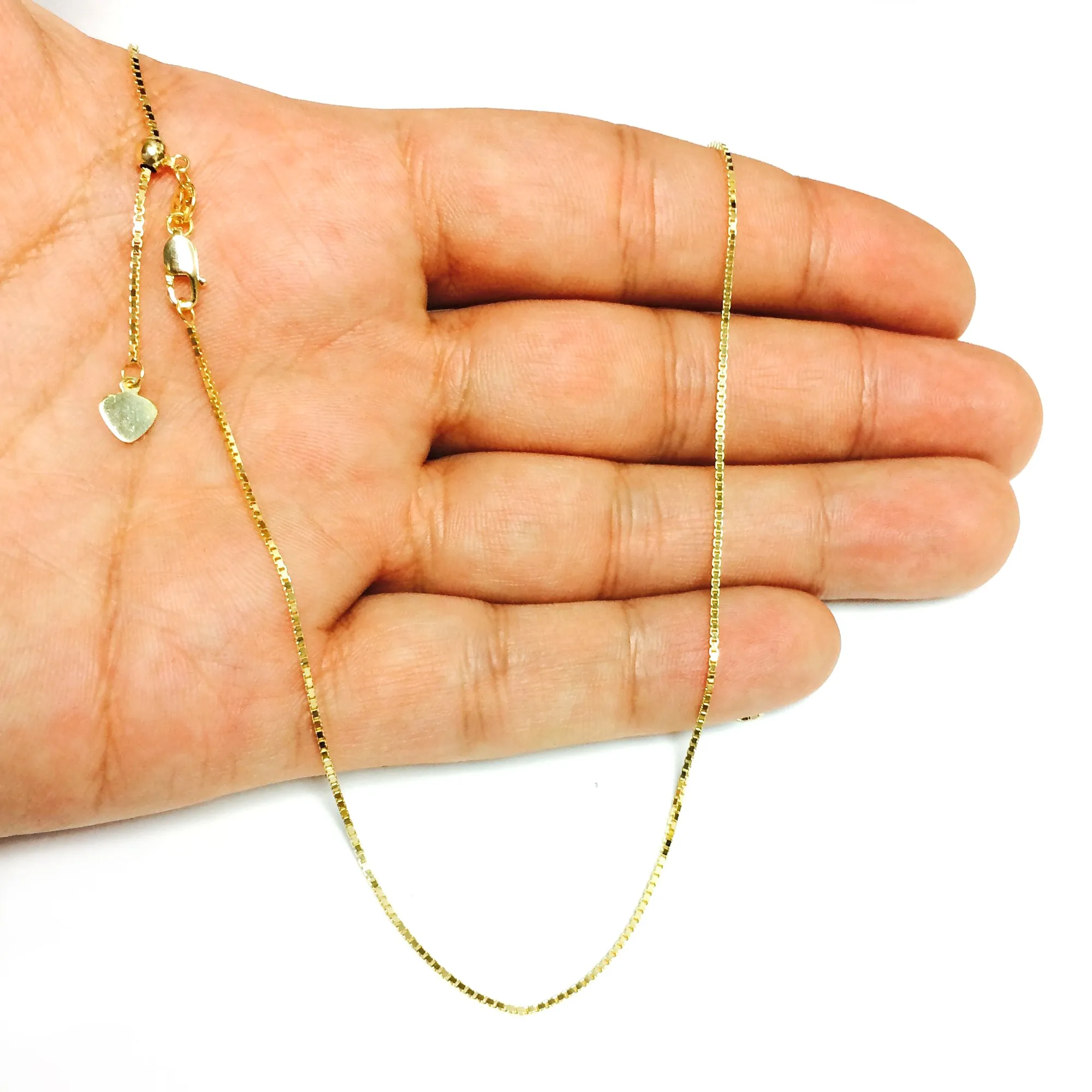 14k Yellow Gold Adjustable Box Chain Necklace, 1.15mm, 22"