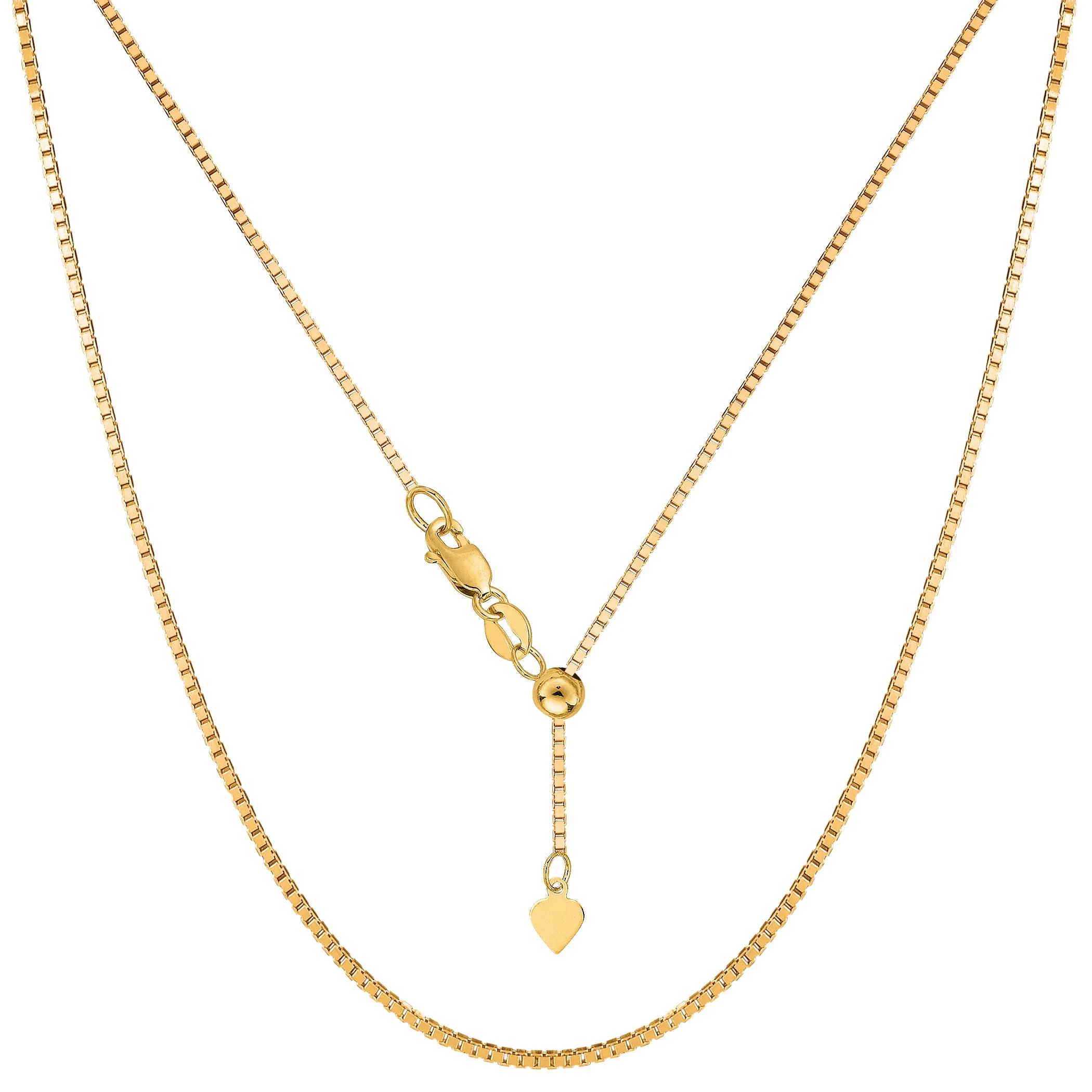 14k Yellow Gold Adjustable Box Chain Necklace, 1.15mm, 22"