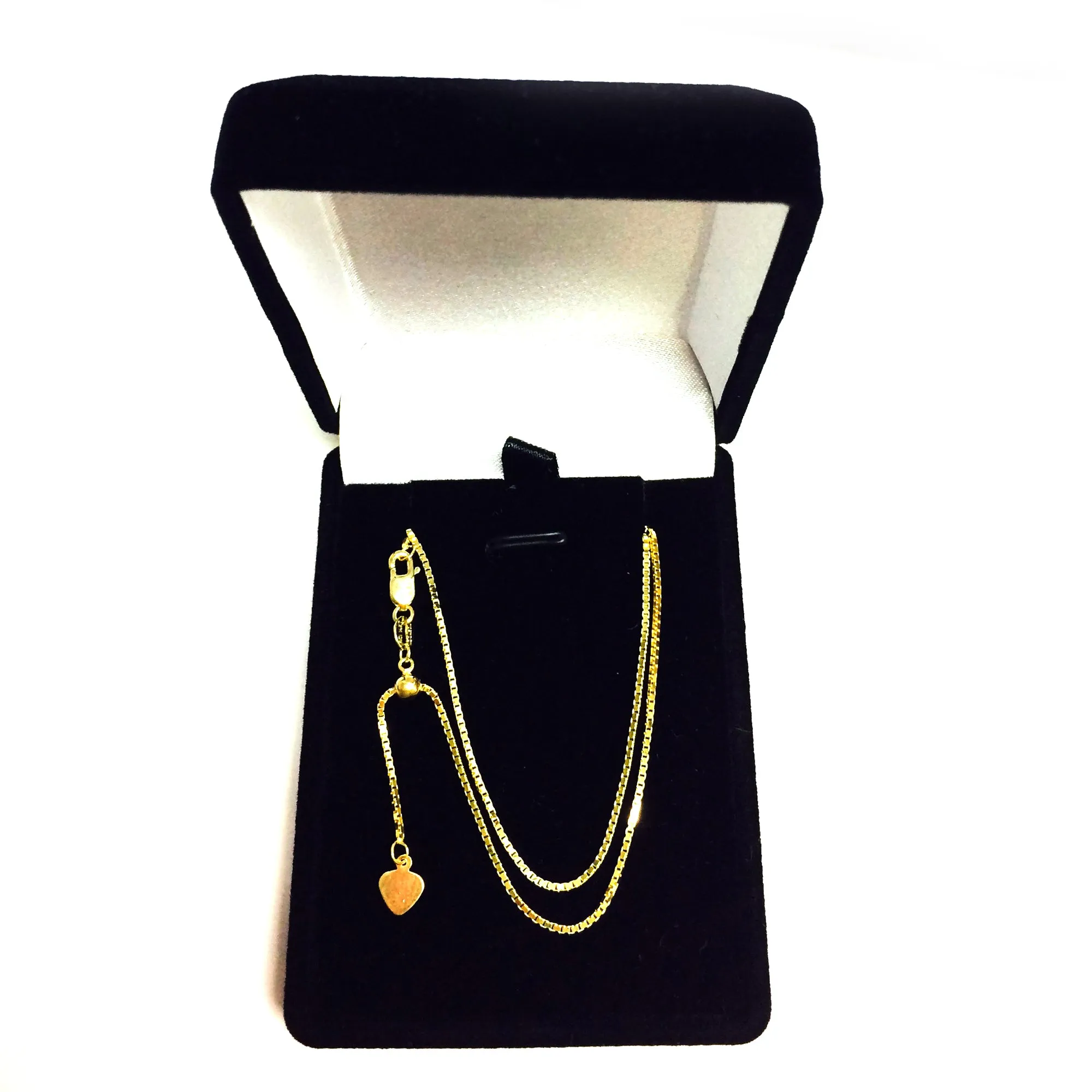 14k Yellow Gold Adjustable Box Chain Necklace, 1.15mm, 22"