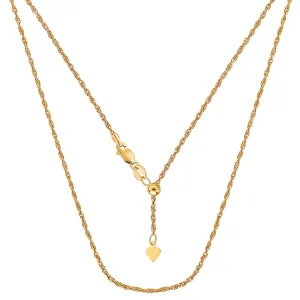 14k Yellow Gold Adjustable Rope Chain Necklace, 1.0mm, 22"