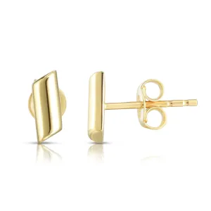 14k Yellow Gold Curved Bar Stud Earrings