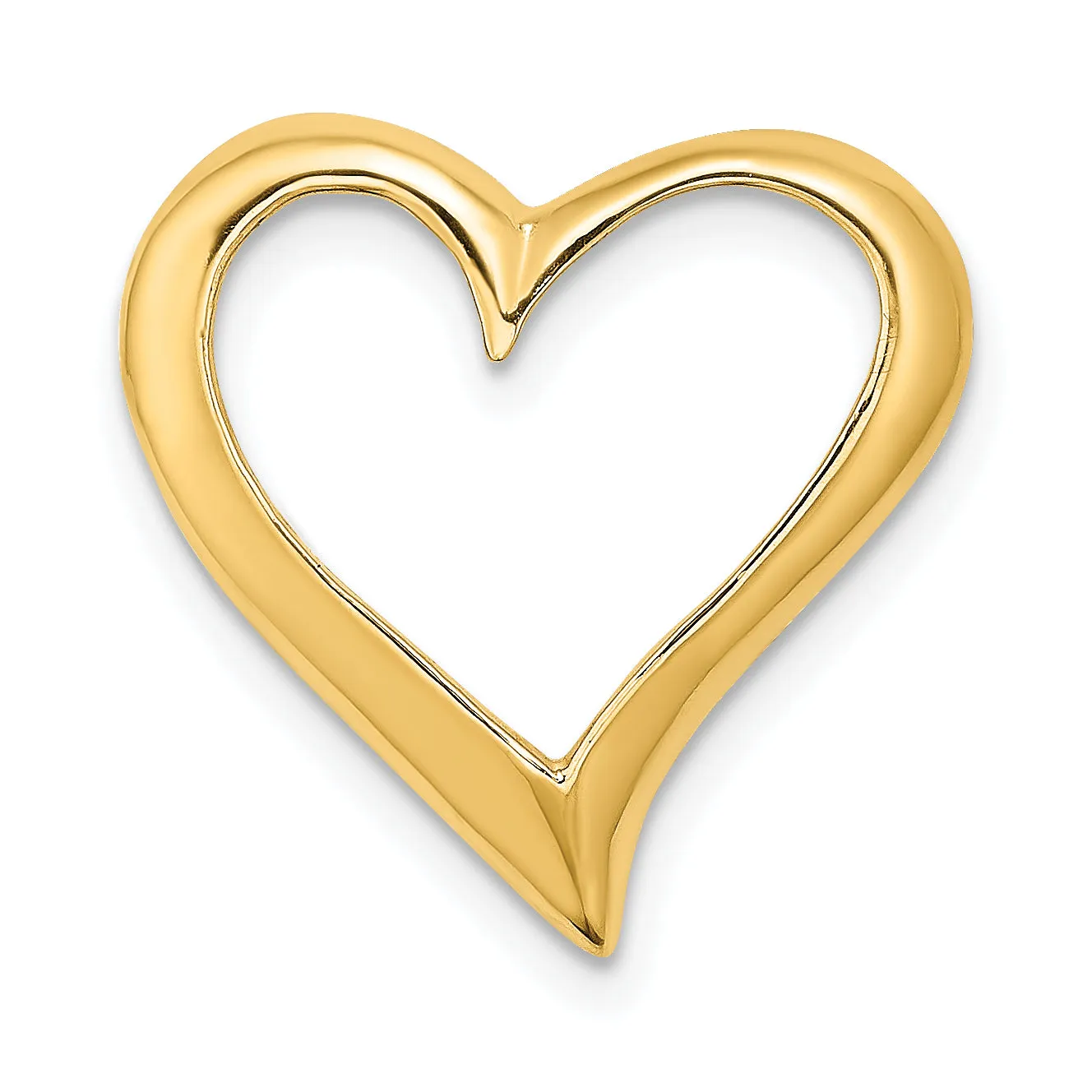 14k Yellow Gold Large Floating Heart Design Slide Pendant