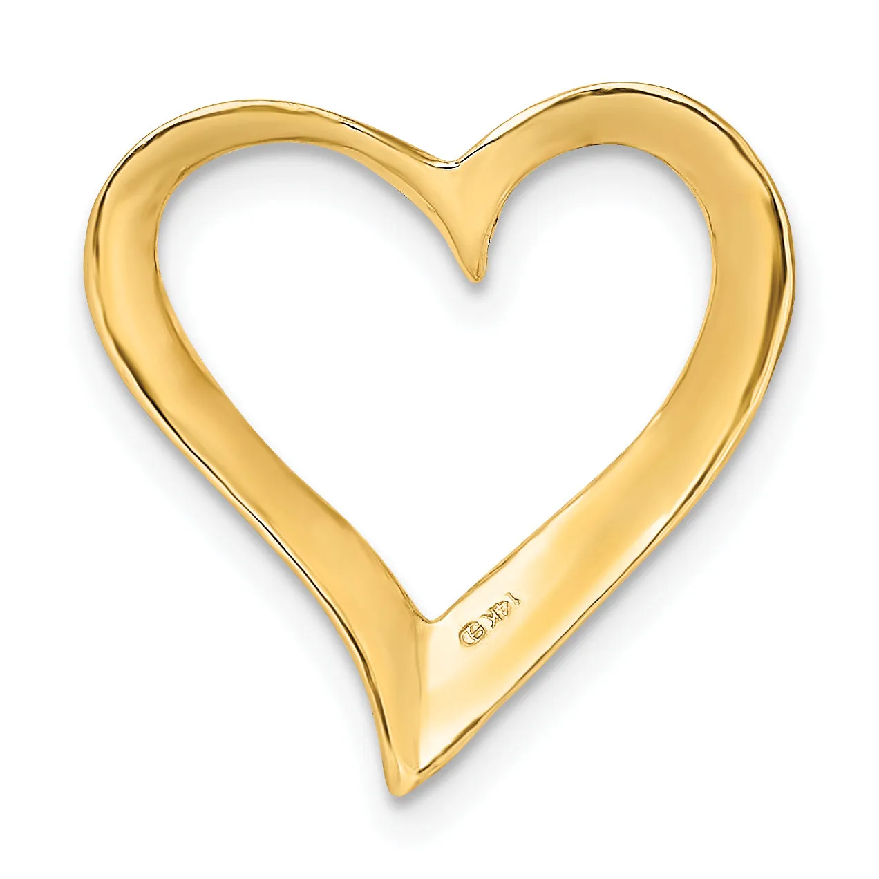 14k Yellow Gold Large Floating Heart Design Slide Pendant