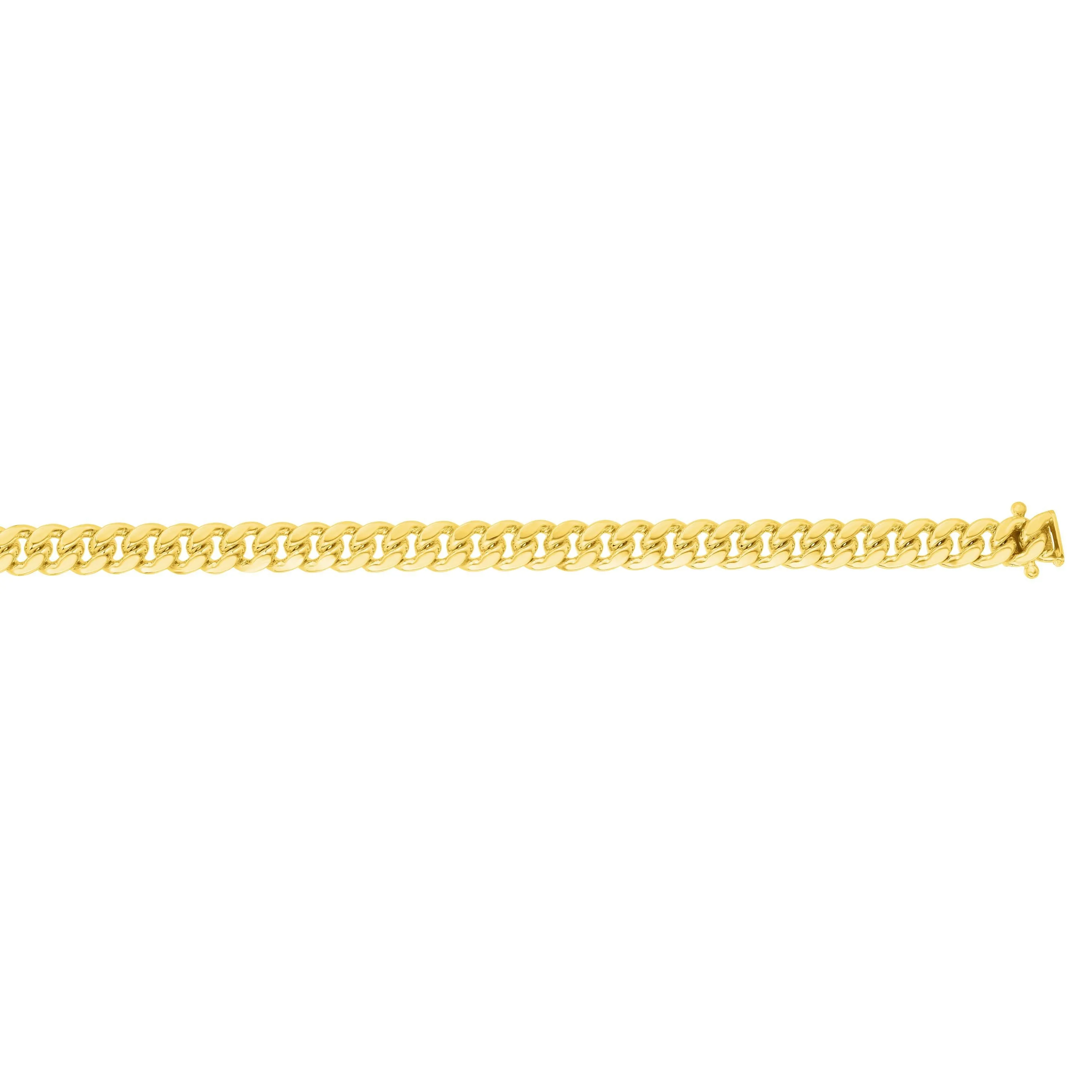 14k Yellow Gold Miami Cuban Link Chain Necklace, Width 10mm