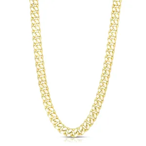 14k Yellow Gold Miami Cuban Link Chain Necklace, Width 10mm