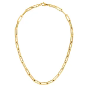 14k Yellow Gold Paperclip Chain Necklace, 6mm