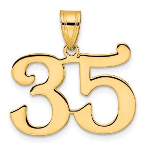 14k Yellow Gold Polished Finish Number 35 Charm Pendant