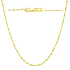 14k Yellow Gold Rope Chain Necklace, 1.1mm, 18"