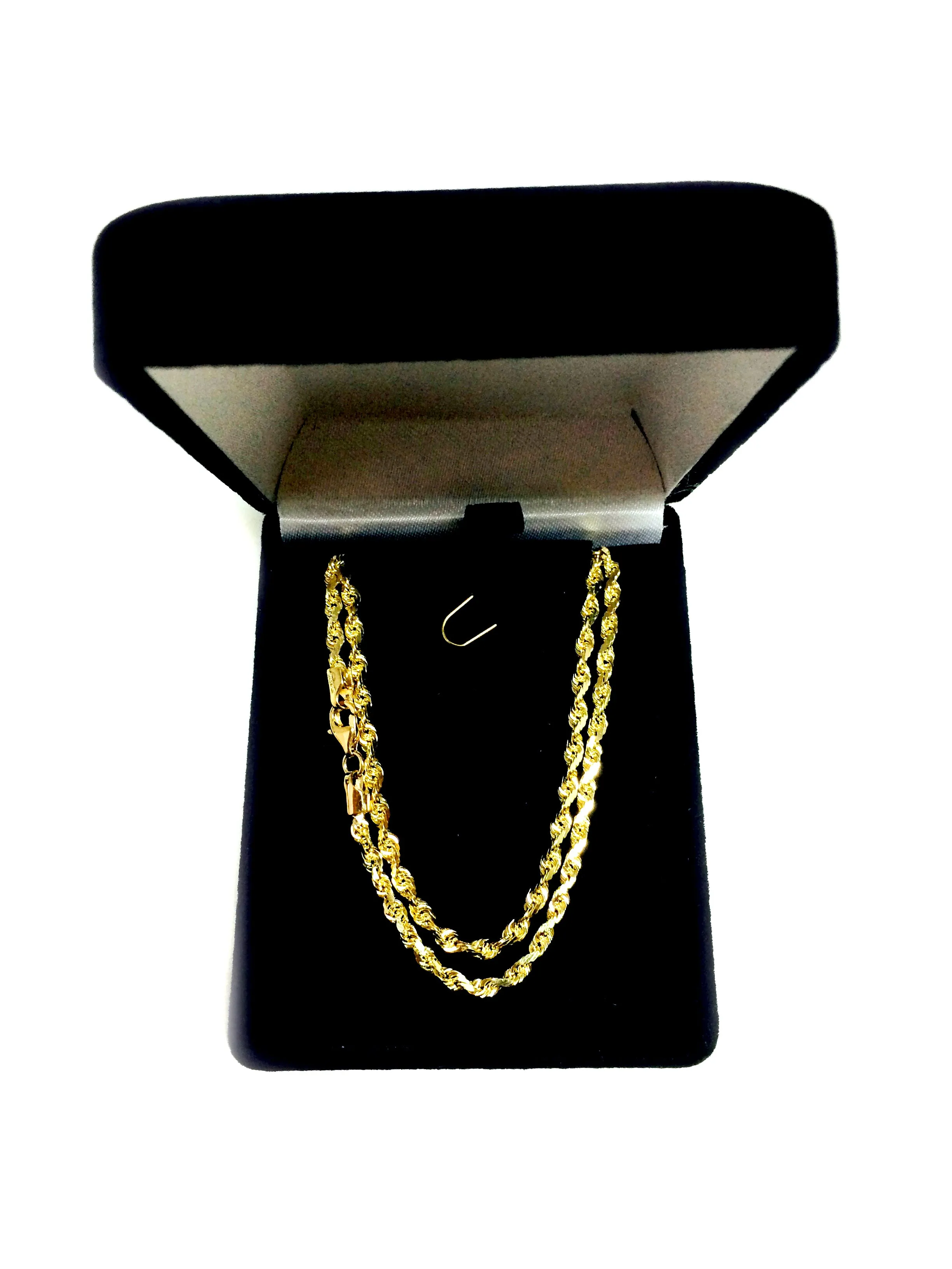 14k Yellow Solid Gold Diamond Cut Rope Chain Necklace, 2.75mm