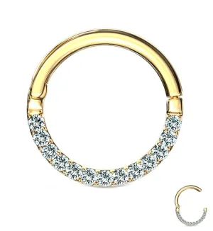 14kt Gold CZ Rim Hinged Segment Ring