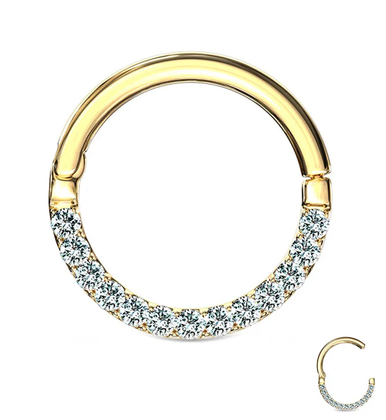 14kt Gold CZ Rim Hinged Segment Ring