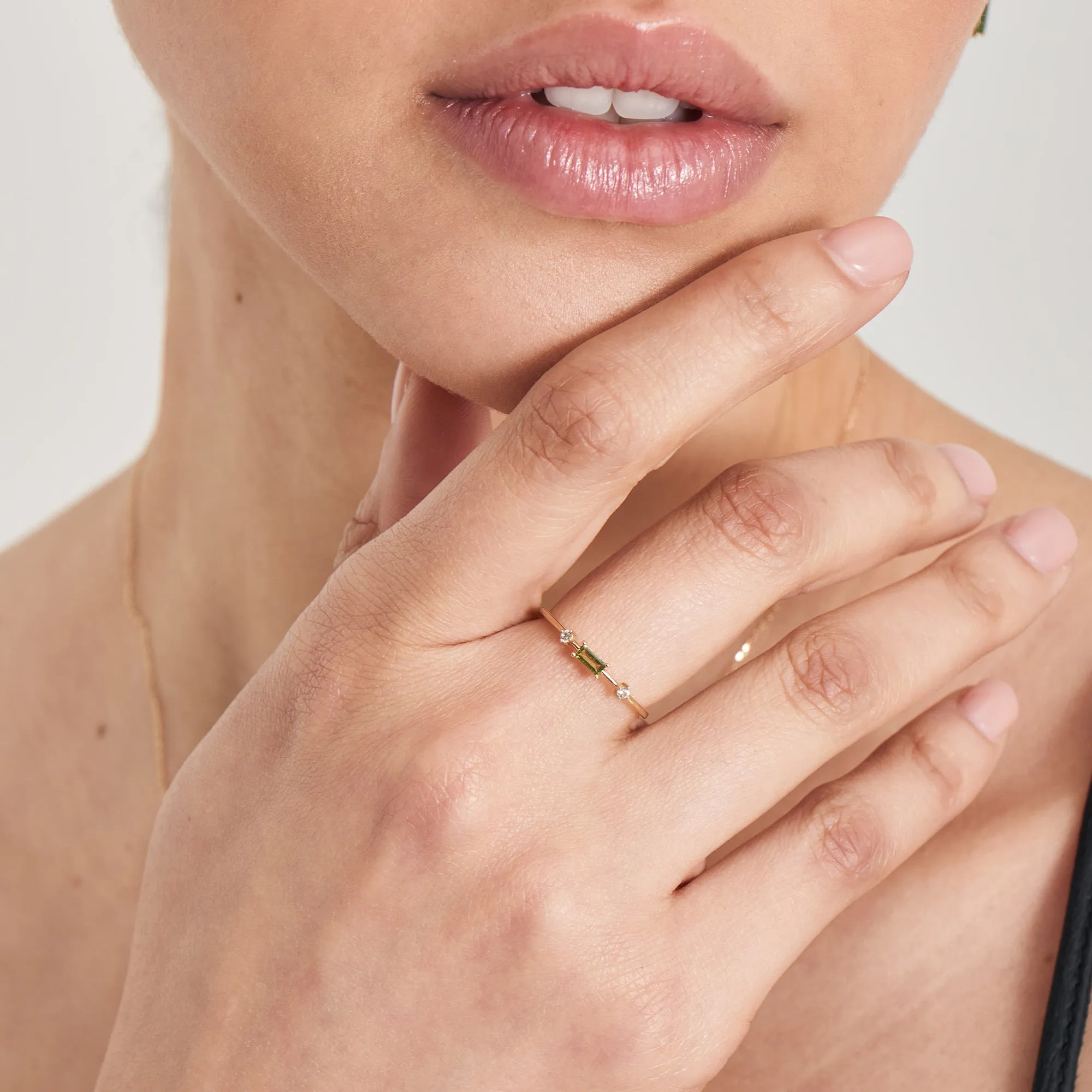 14kt Gold Tourmaline and White Sapphire Ring