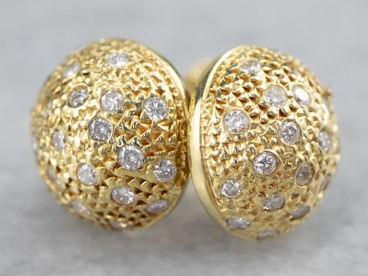 18K Gold Diamond Cluster Earrings