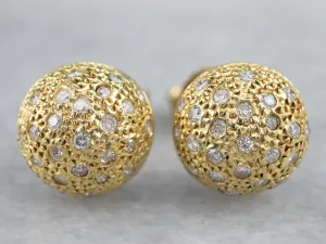 18K Gold Diamond Cluster Earrings