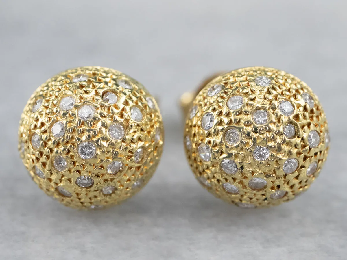 18K Gold Diamond Cluster Earrings