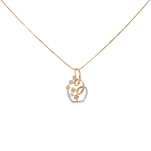 18K Rose Gold & CZ Pendant Set (7gm)