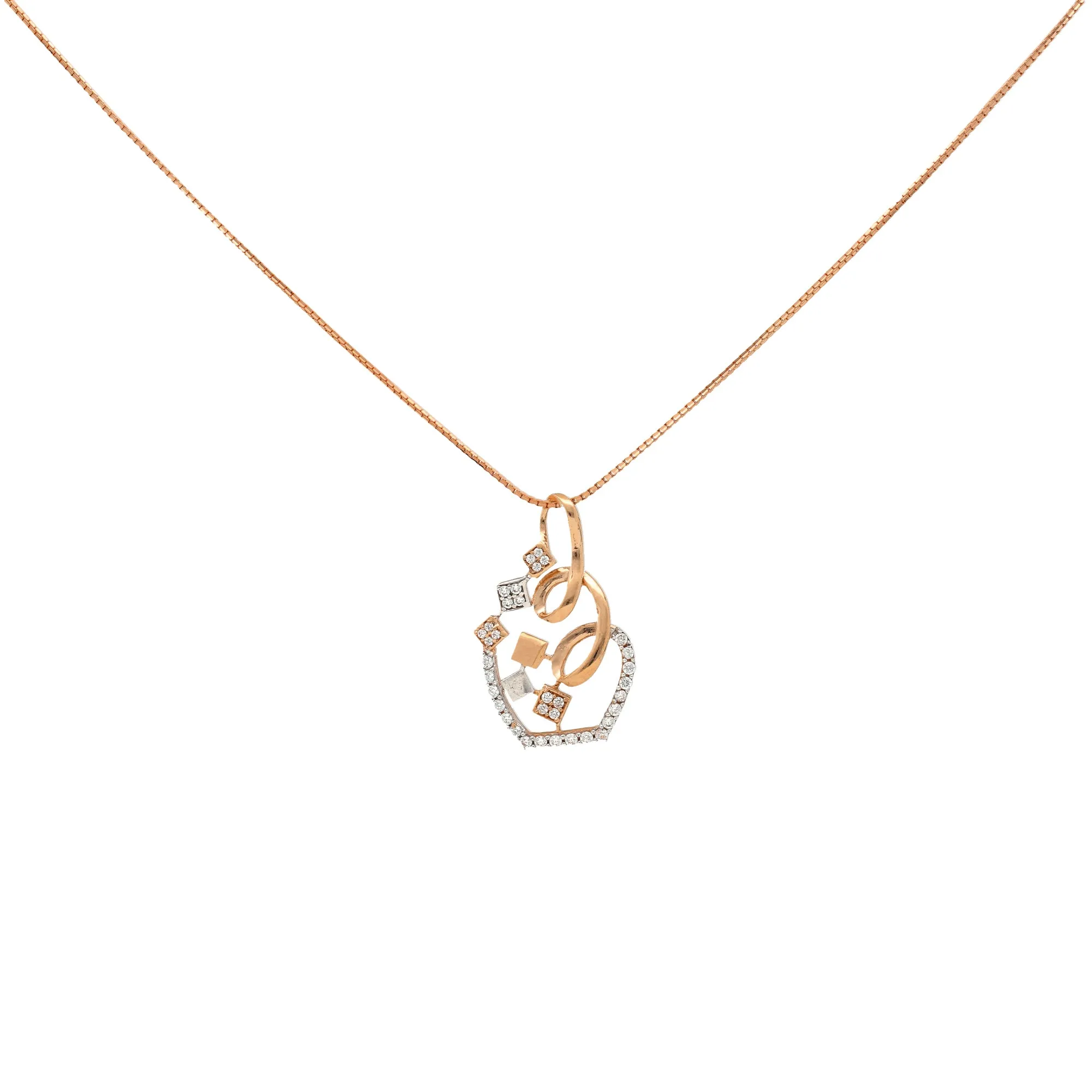 18K Rose Gold & CZ Pendant Set (7gm)