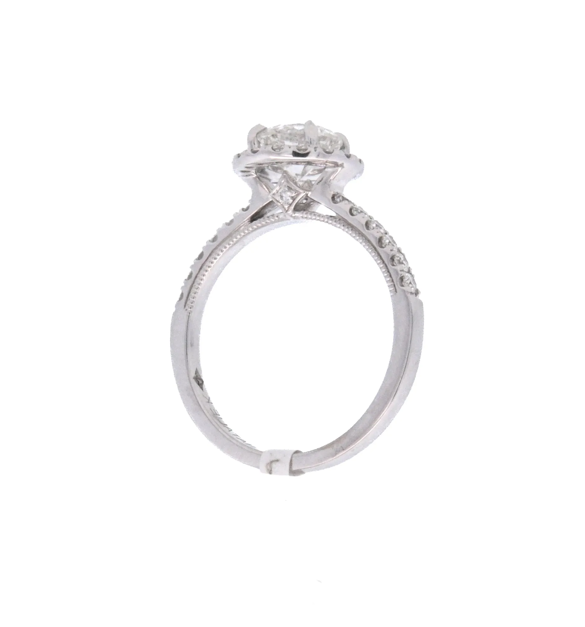 18K White Round Diamond 1.01Ct Halo Engagement Ring