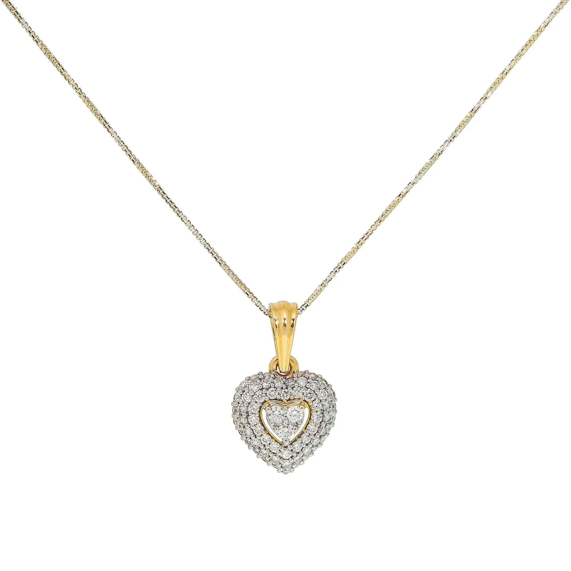 18K Yellow & White Gold Diamond Pendant Set (9.6gm)