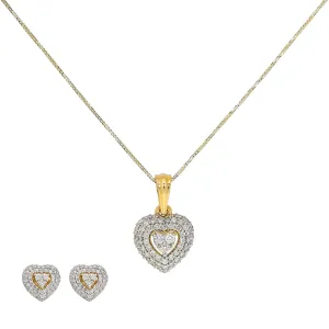 18K Yellow & White Gold Diamond Pendant Set (9.6gm)