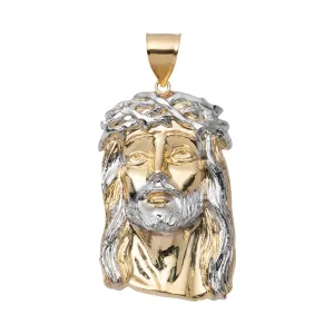 2 1/2" Diamond-Cut Jesus Pendant 10K Yellow Gold