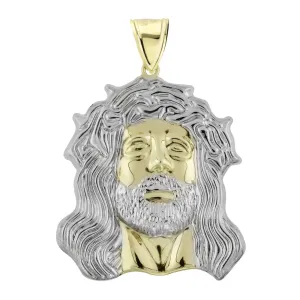 2 1/4" Huge Men's Diamond Cut Jesus Head Charm Pendant 10K Yellow Gold