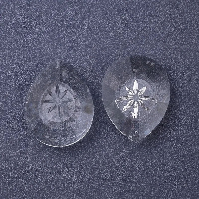 2 Pieces Per Pack 59*76mm Hole 2~2.9mm Glass Glittery Water Droplets Transparent Pendant Suncatcher Raw Material