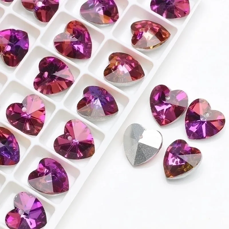 20 Pcs/package Sweet Shiny Heart Shape Glass Stoving Varnish Beads Jewelry Accessories