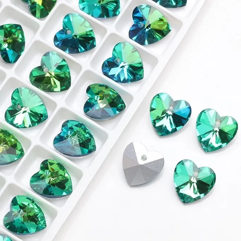 20 Pcs/package Sweet Shiny Heart Shape Glass Stoving Varnish Beads Jewelry Accessories